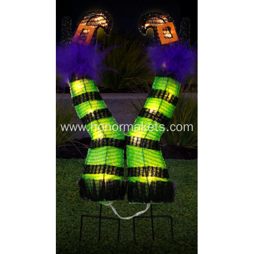 Set of 2 Halloween Lighted Wicked Witch Legs with Stakes